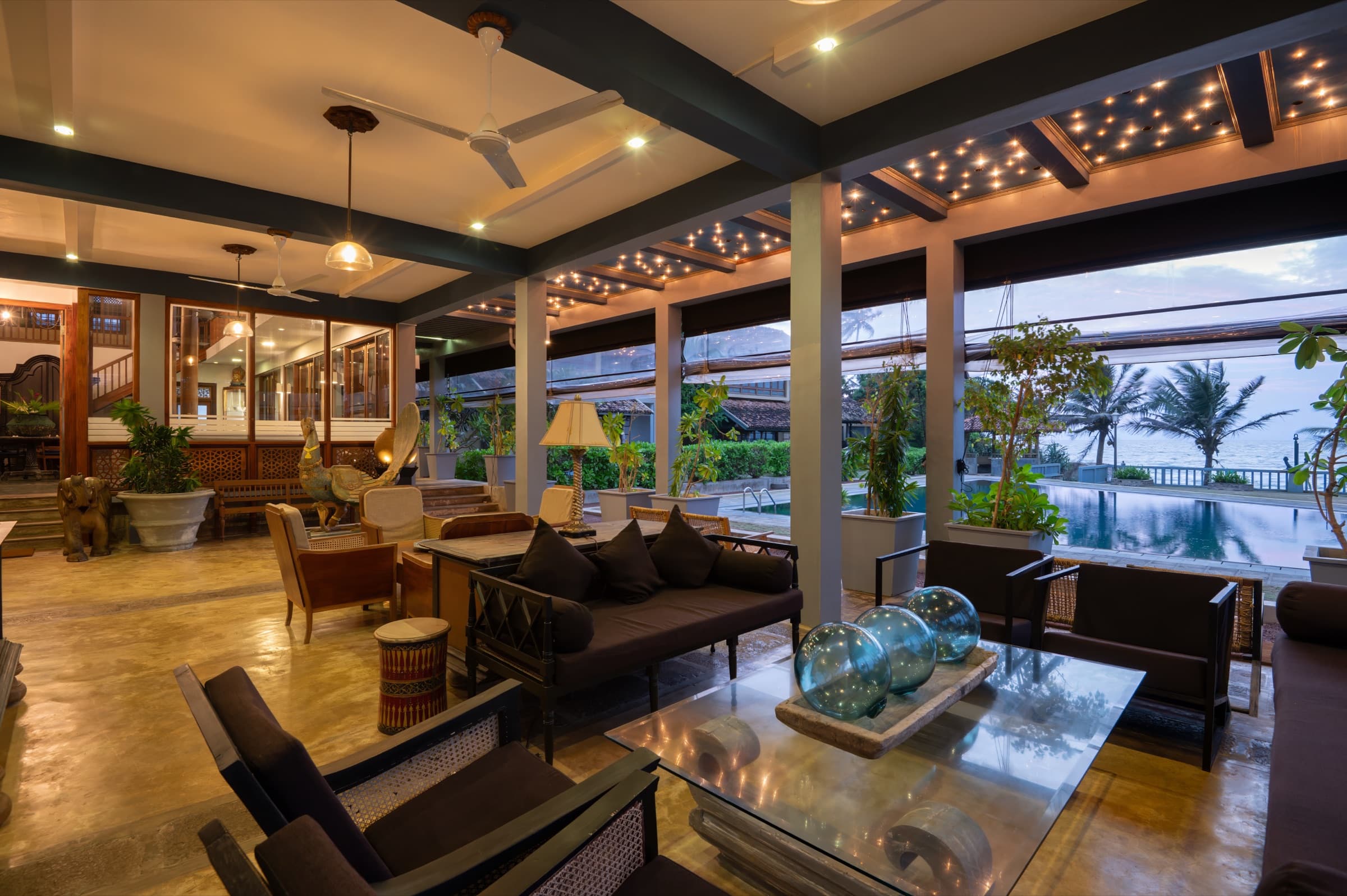 Lounge seating overlooking the pool