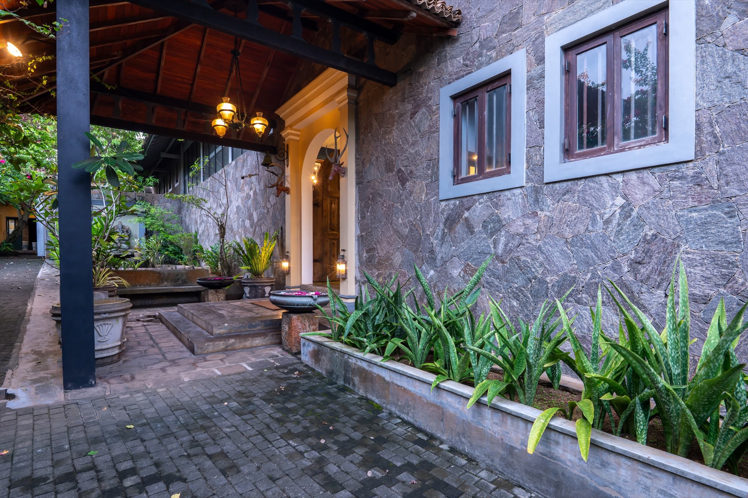 Heritage stone courtyard doorway